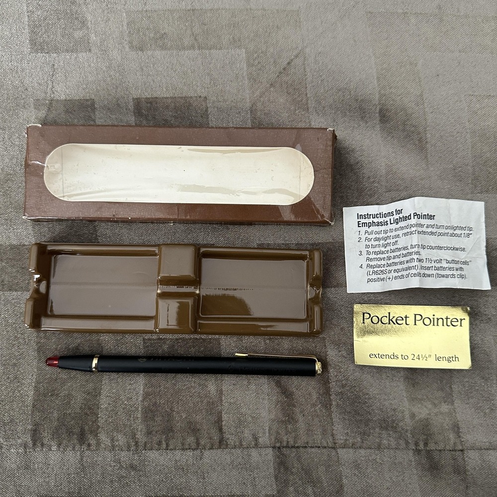 Vintage Autopoint Hitachi‎ Emphasis Lighted Pocket Pointer Pen Red Tip 24 1/2 In